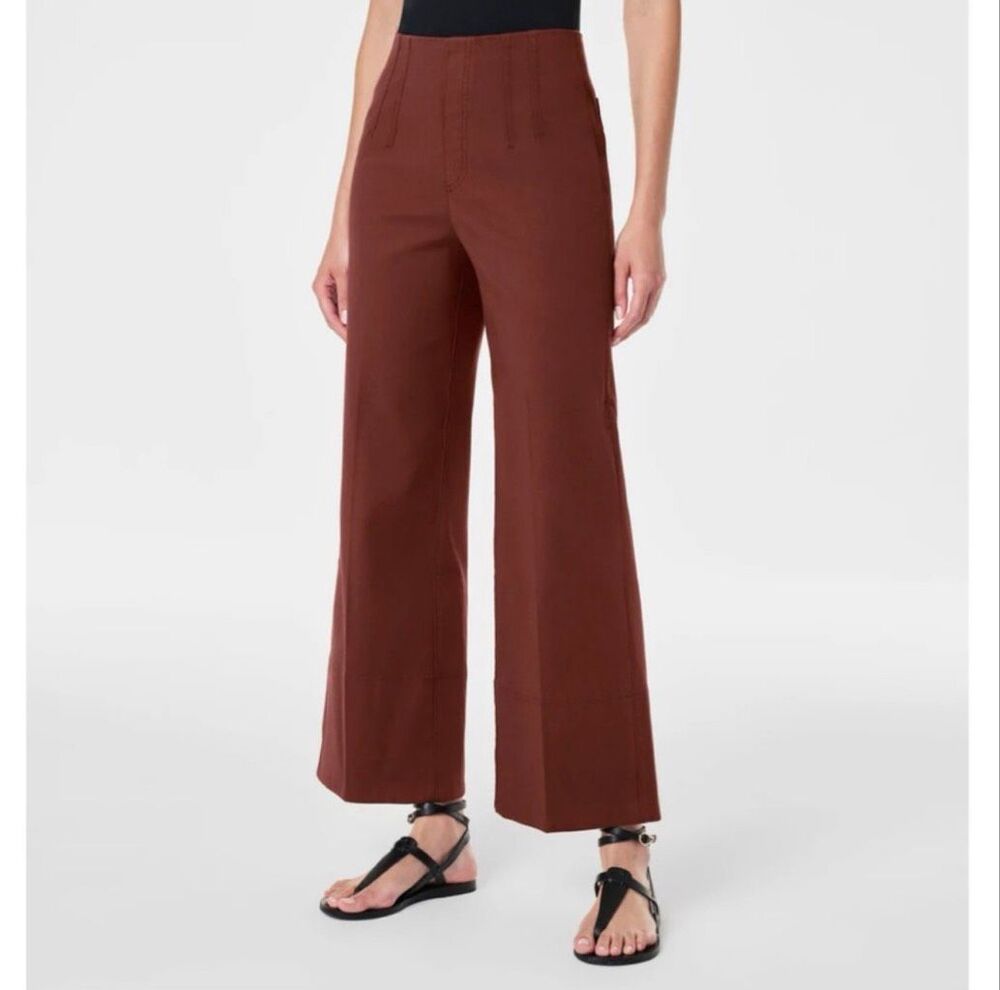 Spanx Stretch Twill Cropped Wide Leg Pant L